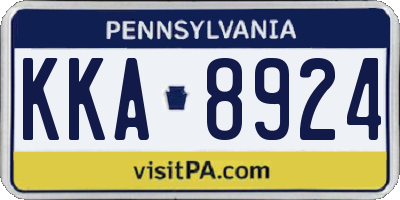 PA license plate KKA8924