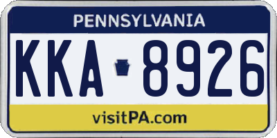 PA license plate KKA8926