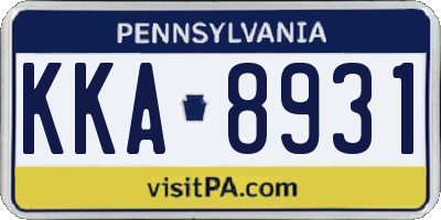 PA license plate KKA8931