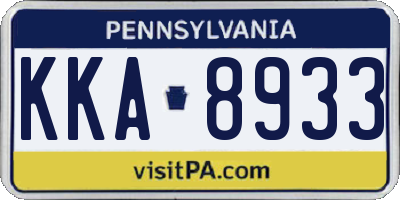 PA license plate KKA8933