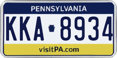 PA license plate KKA8934