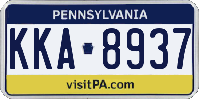 PA license plate KKA8937