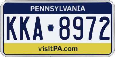 PA license plate KKA8972