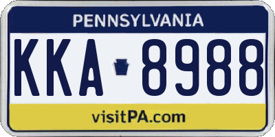 PA license plate KKA8988