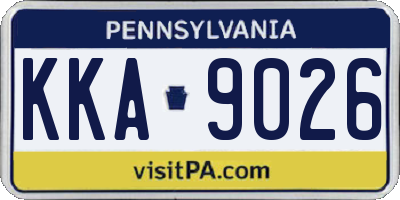 PA license plate KKA9026