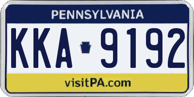 PA license plate KKA9192