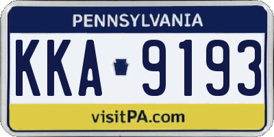 PA license plate KKA9193