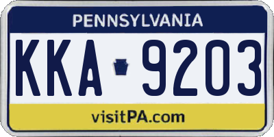 PA license plate KKA9203
