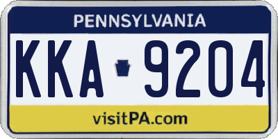 PA license plate KKA9204