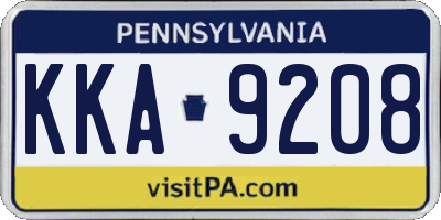 PA license plate KKA9208