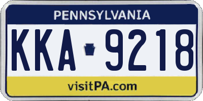 PA license plate KKA9218