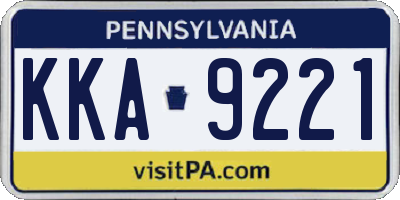 PA license plate KKA9221