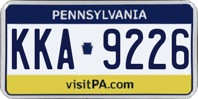PA license plate KKA9226