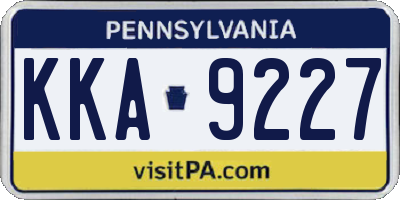 PA license plate KKA9227