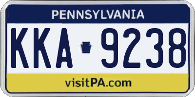 PA license plate KKA9238