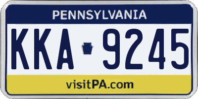 PA license plate KKA9245