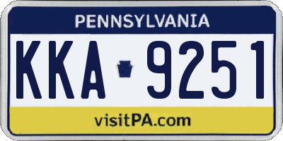 PA license plate KKA9251
