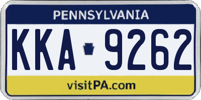 PA license plate KKA9262