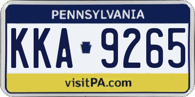 PA license plate KKA9265