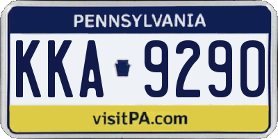 PA license plate KKA9290