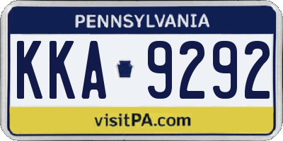 PA license plate KKA9292