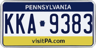 PA license plate KKA9383