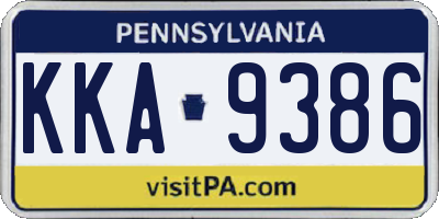 PA license plate KKA9386
