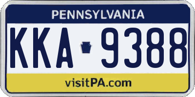 PA license plate KKA9388