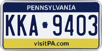 PA license plate KKA9403