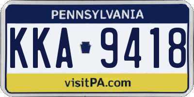 PA license plate KKA9418