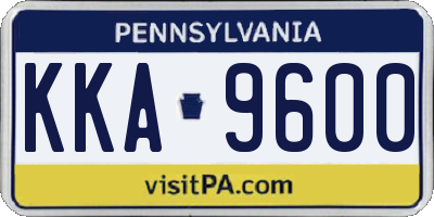 PA license plate KKA9600