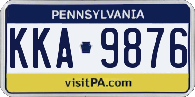 PA license plate KKA9876