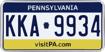 PA license plate KKA9934