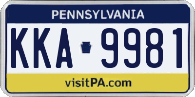 PA license plate KKA9981