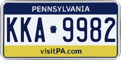 PA license plate KKA9982