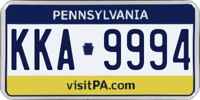 PA license plate KKA9994