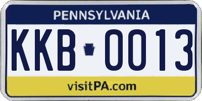 PA license plate KKB0013