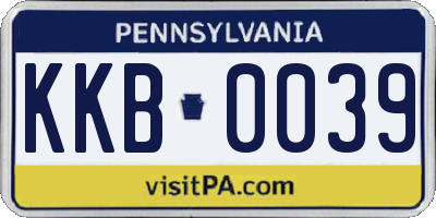 PA license plate KKB0039