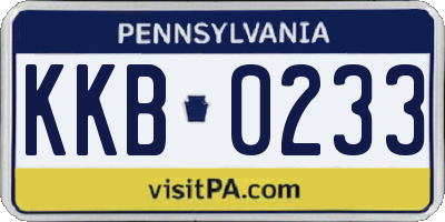 PA license plate KKB0233