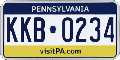 PA license plate KKB0234