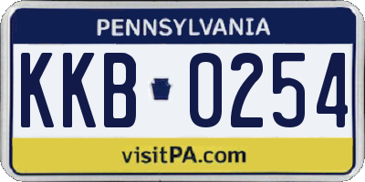 PA license plate KKB0254