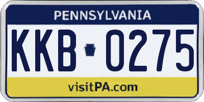PA license plate KKB0275