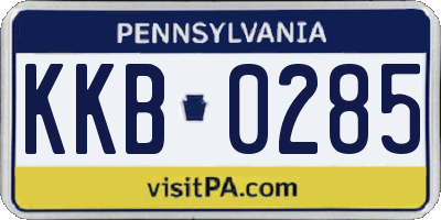 PA license plate KKB0285