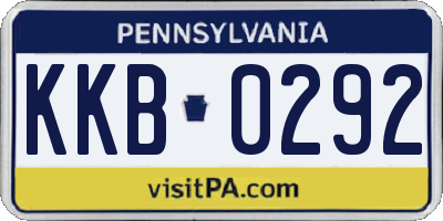 PA license plate KKB0292