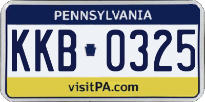 PA license plate KKB0325
