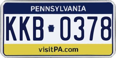 PA license plate KKB0378
