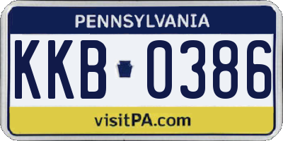 PA license plate KKB0386