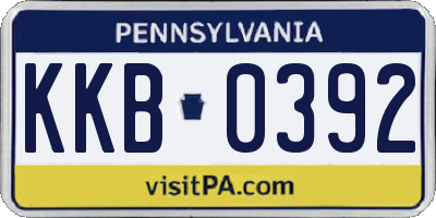 PA license plate KKB0392