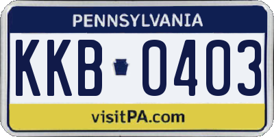 PA license plate KKB0403