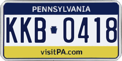 PA license plate KKB0418
